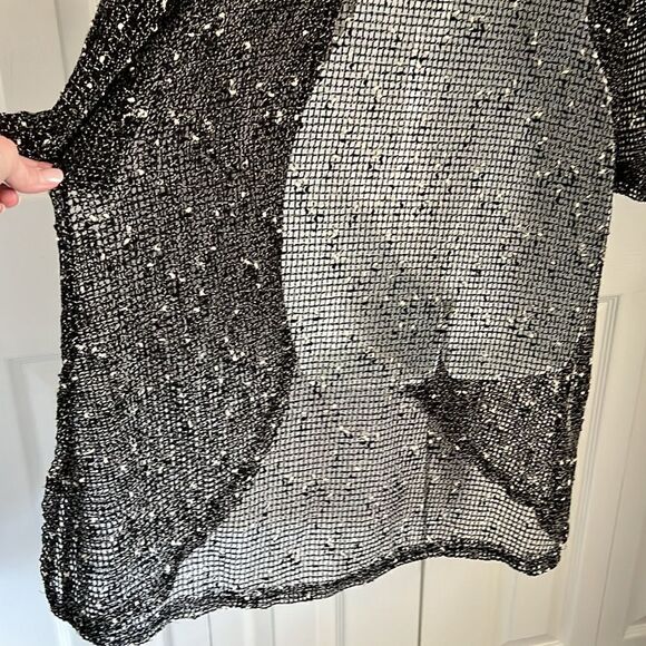 Papa From Vancouver Black/White Cotton Blend Beach Cover Up/Cardigan Top Sz S/M - Picture 10 of 14